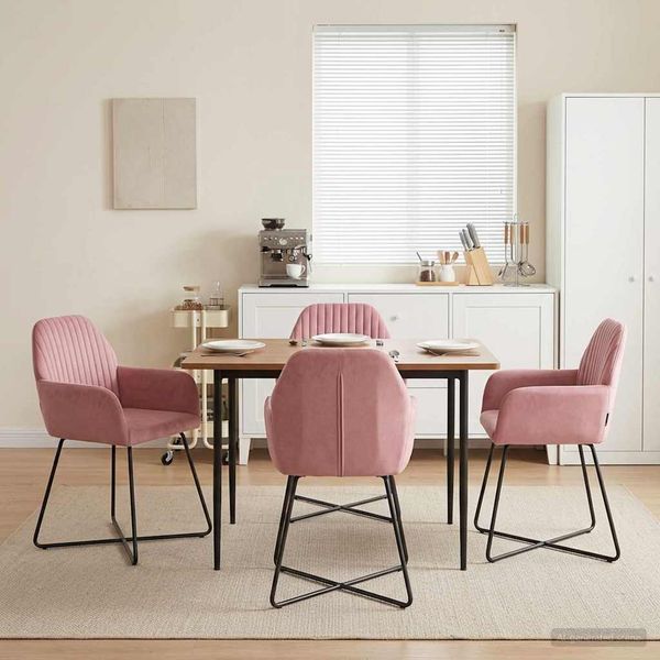 vidaXL Esszimmerstühle 4 pcs Samt (V) Rosa 55 x 50 x 84 cm 3428376