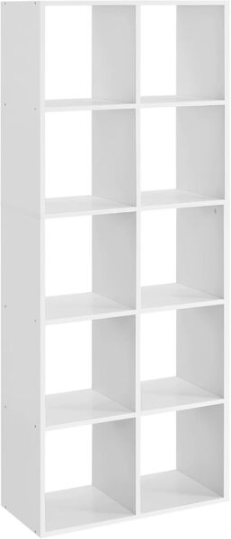 Vasagle Standregal mit 10 Fächern, weiß, 30 x 65,5 x 161,5 cm (TxBxH)