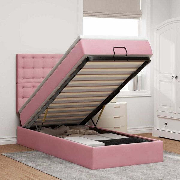 vidaXL Ottoman-Bett mit Matratzen Rosa 80x200 cm Samt 3313582
