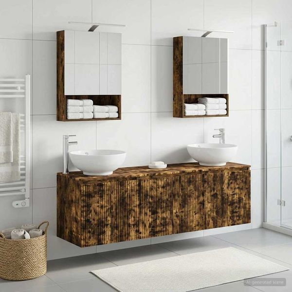 vidaXL Badezimmerschrank-Set 5 pcs Geräucherte Eiche Holzwerkstoff 3406483