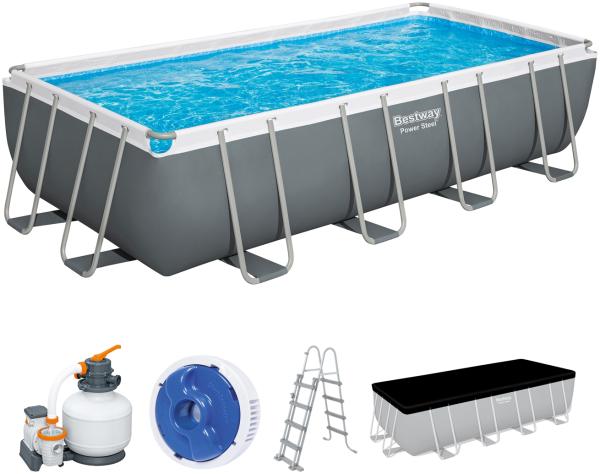 Power Steel™ Frame Pool Komplett-Set mit Sandfilteranlage 549 x 274 x 122 cm, grau, eckig