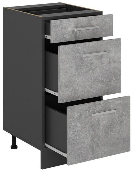 Küchenunterschrank R-Line Beton 40 cm mit Schubladen, ohne Arbeitsplatte Vicco Bild 3