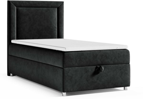 Best for Home Boxspringbett K3 SINGLE mit Bettkasten (Schwarz 90x200)