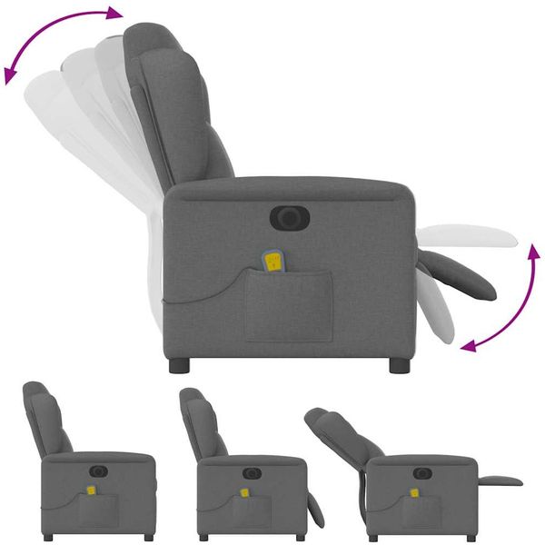 vidaXL Massagesessel Elektrisch Dunkelgrau Stoff 3303125 Bild 9