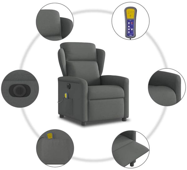 vidaXL Massagesessel Elektrisch Dunkelgrau Stoff 3303125 Bild 10
