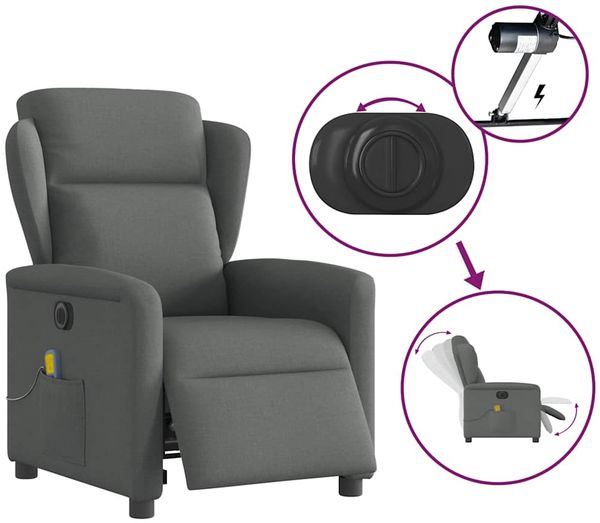 vidaXL Massagesessel Elektrisch Dunkelgrau Stoff 3303125 Bild 8