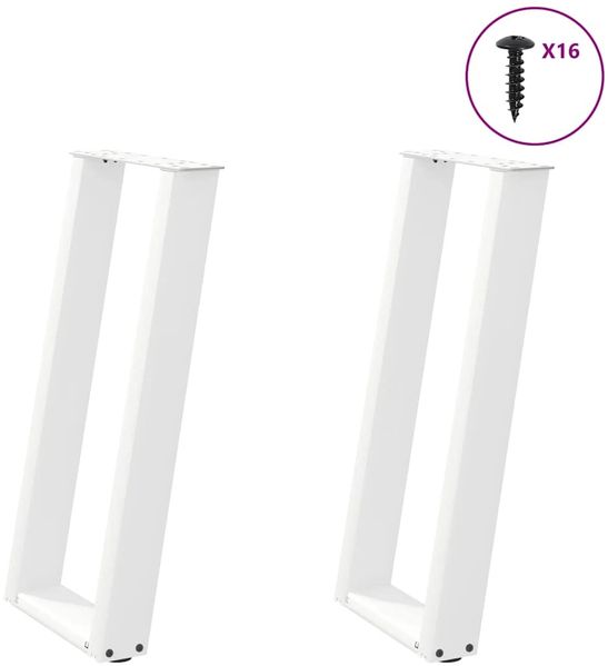 vidaXL Konsolentischbeine U-Form 2 Stk. Weiß 38x(72-73) cm Stahl 4012781