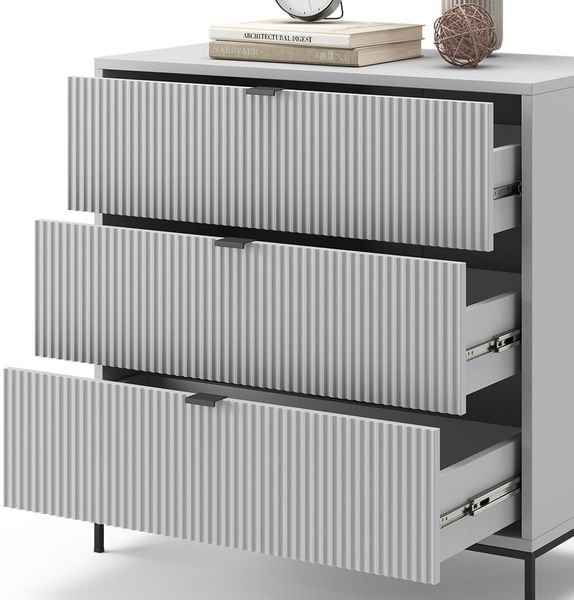 Kommode Eliza Grau 80 x 81.2 cm mit 3 Schubladen Vicco Bild 6