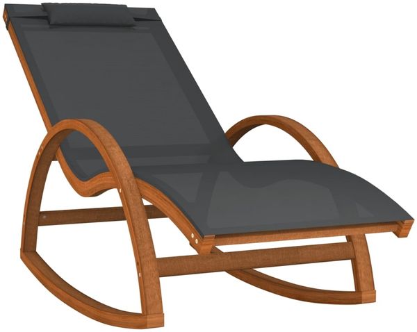vidaXL Schaukelstuhl Grau Textilene und Massivholz Pappel 363472 Bild 2