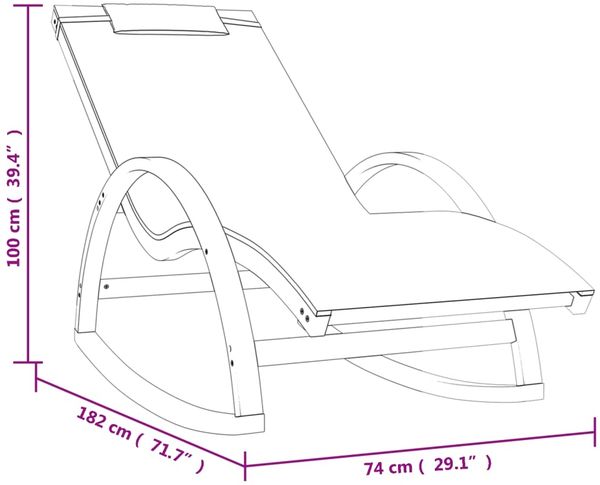 vidaXL Schaukelstuhl Grau Textilene und Massivholz Pappel 363472 Bild 8