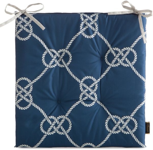 Wasserdichtes Stuhlkissen Outdoor GARTEN 15A 43X43 dunkelblau weiß