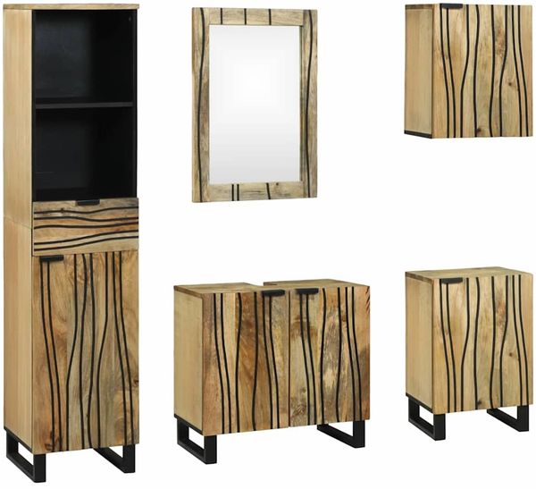 vidaXL Badezimmermöbel-Set mit Schubladen 5 pcs Braun Holzwerkstoff 3310045
