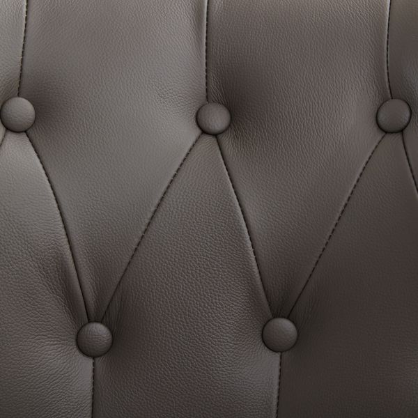 Echtleder Sessel, Loungesessel Wohnzimmer,Kautschukholz Massivholz, Einzelstuhl,Pull-Point Knöpfe, Esszimmerstuhl,bis 150 kg,Grau Bild 8
