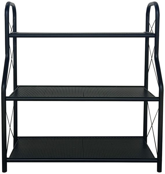 Quick Star Blumenständer Regal, Allzweck-Standregal 68×30×77 cm, 3 Ebenen, Matt-Schwarz
