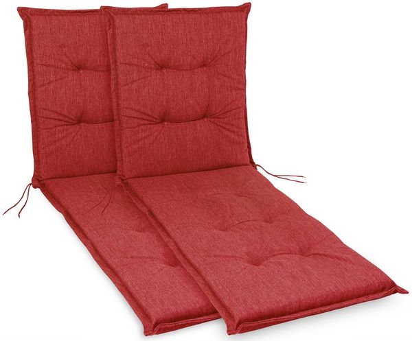 sunnypillow Liegenauflage Polsterauflagen für Gartenliege 190 x 60 x 9cm, 2 Stück Rot