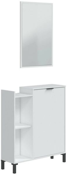 Dmora Badezimmermöbel Argusto, Badezimmerschrank, Mehrzweckschrank, Hängeschrank mit Spiegel, 77x24 h91 cm, Weiß