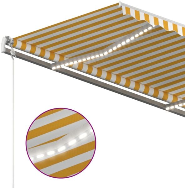 vidaXL Automatische Markise mit LED Windsensor 400x300 cm Gelb/Weiß 3068913 Bild 5