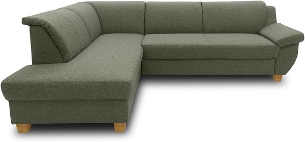DOMO Collection Ecksofa Panama, klassisches Ecksofa in L-Form, Eckcouch, Sofa Couch, Ecke 254x186 cm in grün