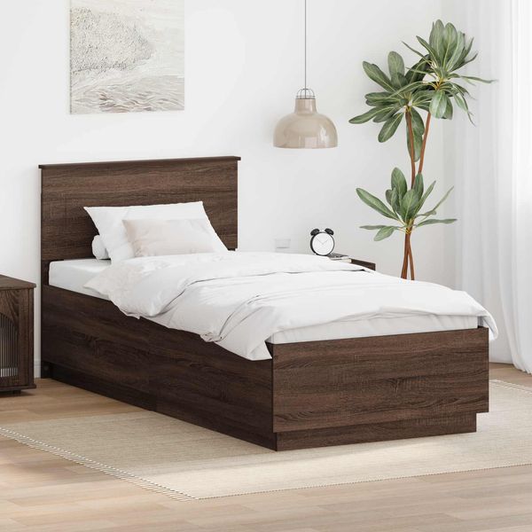vidaXL Bettrahmen mit Kopfteil Brauneiche 70 x 190 cm Holzwerkstoff 3408221