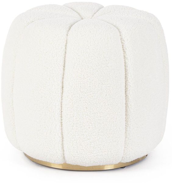 Pouf Karolina aus Boucle-Stoff, Weiß, 44 x 44 x 39 cm