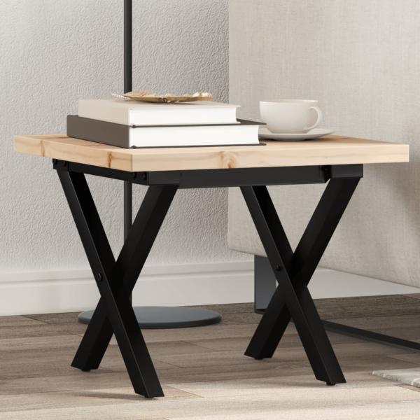 vidaXL Couchtisch X-Gestell 40x40x35,5 Massivholz Kiefer und Stahl 3282746