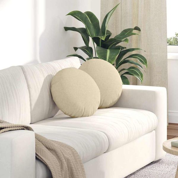 vidaXL Sitzkissen 2 pcs Creme Ø40 x 13 cm Stoff 42014127