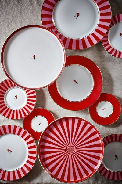 PiP Studio Speiseteller Love Birds Speiseteller rot 26,5cm, Plate Love Birds Red 26.5cm