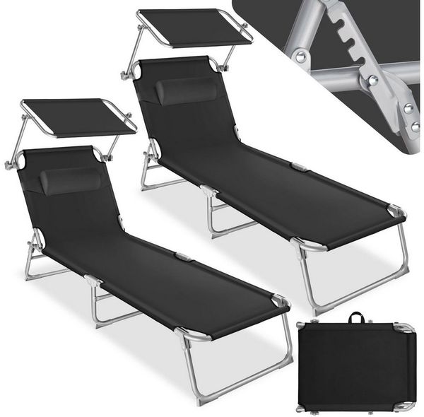 tectake Gartenliege 2er Set Gartenliege, Kombiset, 2 St, 2er, klappbar