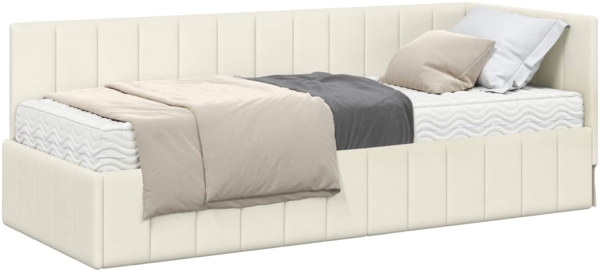 vidaXL Eckbettgestell mit Matratze mit Matratze 2 pcs Creme Samt 3393845