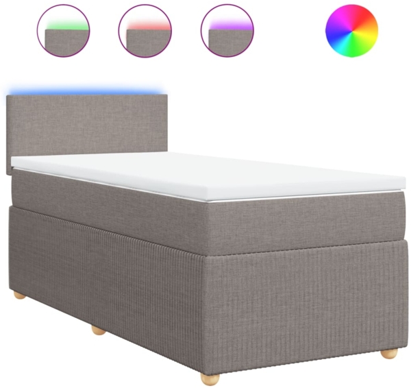 vidaXL Boxspringbett mit Matratze Taupe 80x200 cm Stoff 3289580
