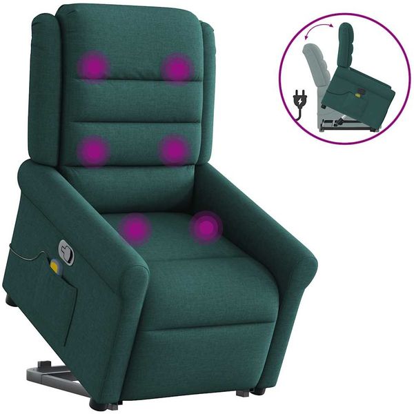 vidaXL Massagesessel mit Aufstehhilfe Dunkelgrün Stoff 3303330
