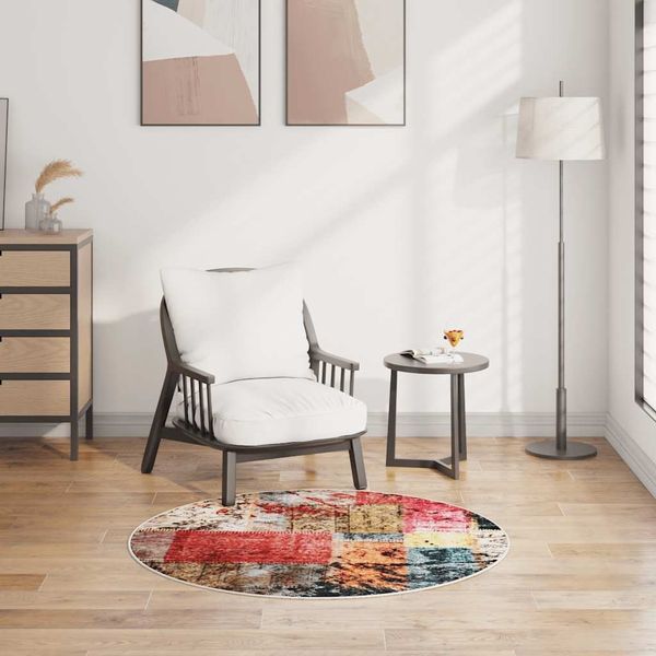 vidaXL Teppich Waschbar Patchwork Mehrfarbig φ120 cm 337969