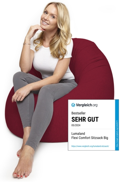 Lumaland Flexi Comfort Sitzsack - Premium Bean Bag Sitzkissen - Medium 142x84 cm - Rot