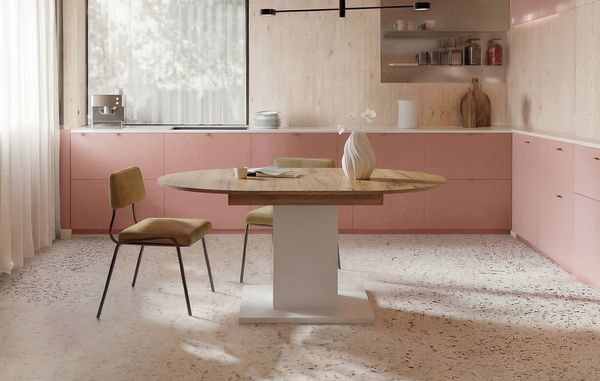 B&D home Säulen-Esstisch WIM, Holztisch, rund, ausziehbar 100-140cm, 4-6 Personen, versch. Farben
