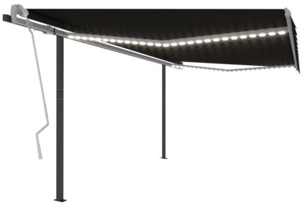 vidaXL Markise Manuell Einziehbar mit LED 4,5x3,5 m Anthrazit 3070244