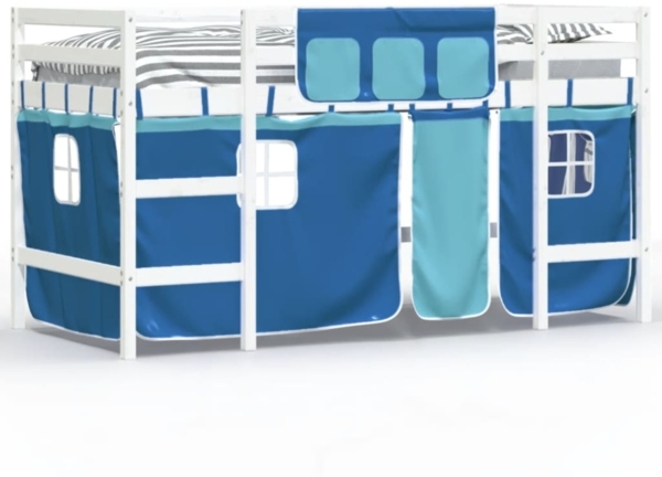 vidaXL Kinderhochbett mit Vorhängen Blau 80x200 cm Massivholz Kiefer 3206959 Bild 3
