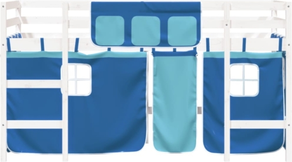 vidaXL Kinderhochbett mit Vorhängen Blau 80x200 cm Massivholz Kiefer 3206959 Bild 6