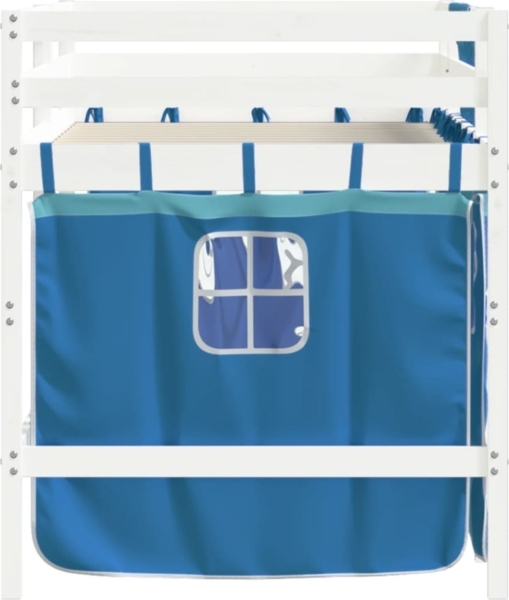 vidaXL Kinderhochbett mit Vorhängen Blau 80x200 cm Massivholz Kiefer 3206959 Bild 12