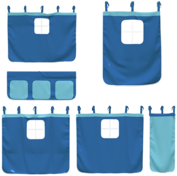 vidaXL Kinderhochbett mit Vorhängen Blau 80x200 cm Massivholz Kiefer 3206959 Bild 10