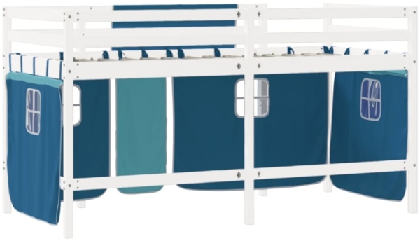 vidaXL Kinderhochbett mit Vorhängen Blau 80x200 cm Massivholz Kiefer 3206959 Bild 5