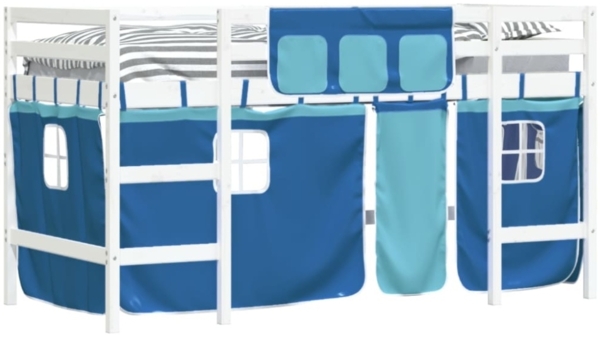 vidaXL Kinderhochbett mit Vorhängen Blau 80x200 cm Massivholz Kiefer 3206959 Bild 9