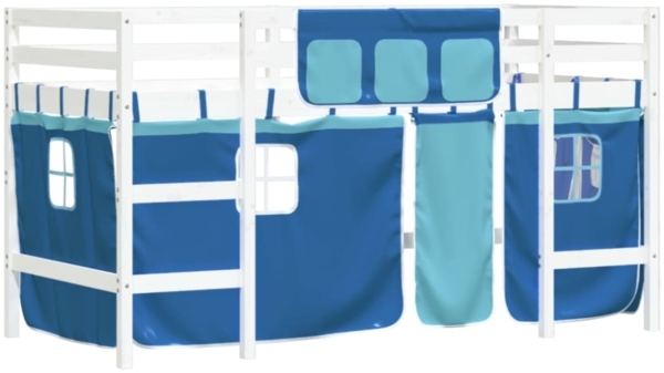 vidaXL Kinderhochbett mit Vorhängen Blau 80x200 cm Massivholz Kiefer 3206959 Bild 8