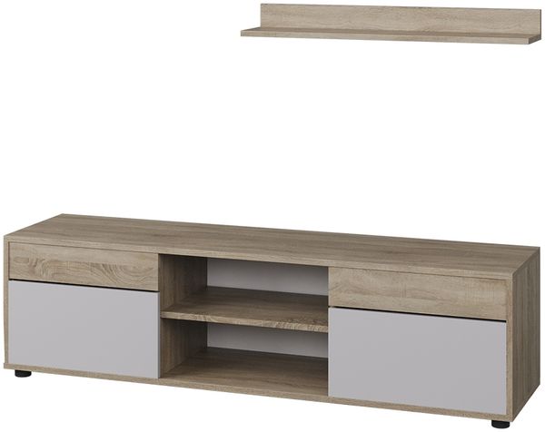 Wohnwand Berno Sonoma/Weiß 2 Teile Vicco