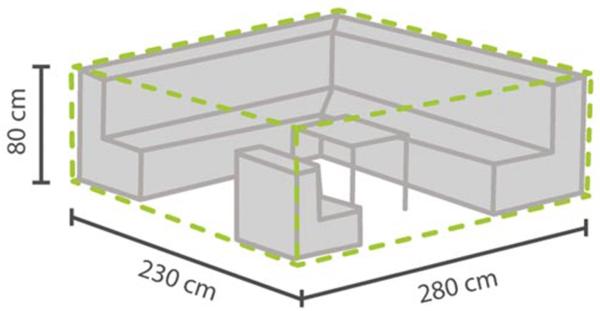 Perel Wetterfeste Schutzhülle Abdeckung XL für Garten Lounge Set, 280 x 230 x 80 cm