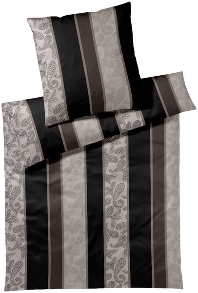 JOOP! Comfort Satin Bettwäsche 4121-9 Paisley Stripes Schwarz 135x200