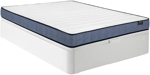 Vente-unique - DAYNI Mattress and bed base set StoffHolz, Platte Weiß - B 160 cm x H 19 cm30 cm x L 200 cm