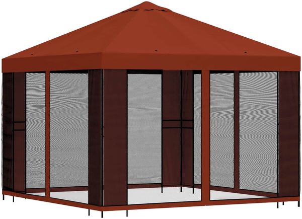 vidaXL Garten Pavillon mit Seitenwänden 3 x 3 m Terrakotta 900364 Bild 3