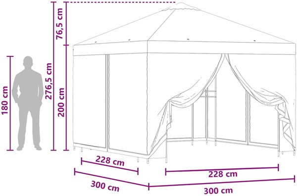 vidaXL Garten Pavillon mit Seitenwänden 3 x 3 m Terrakotta 900364 Bild 9