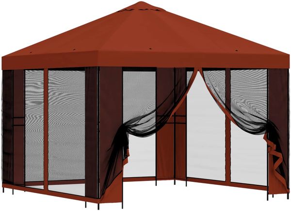 vidaXL Garten Pavillon mit Seitenwänden 3 x 3 m Terrakotta 900364 Bild 2