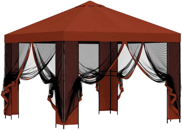 vidaXL Garten Pavillon mit Seitenwänden 3 x 3 m Terrakotta 900364 Bild 4